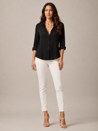 Natasja - Blouse met V-hals en Lange Mouwen