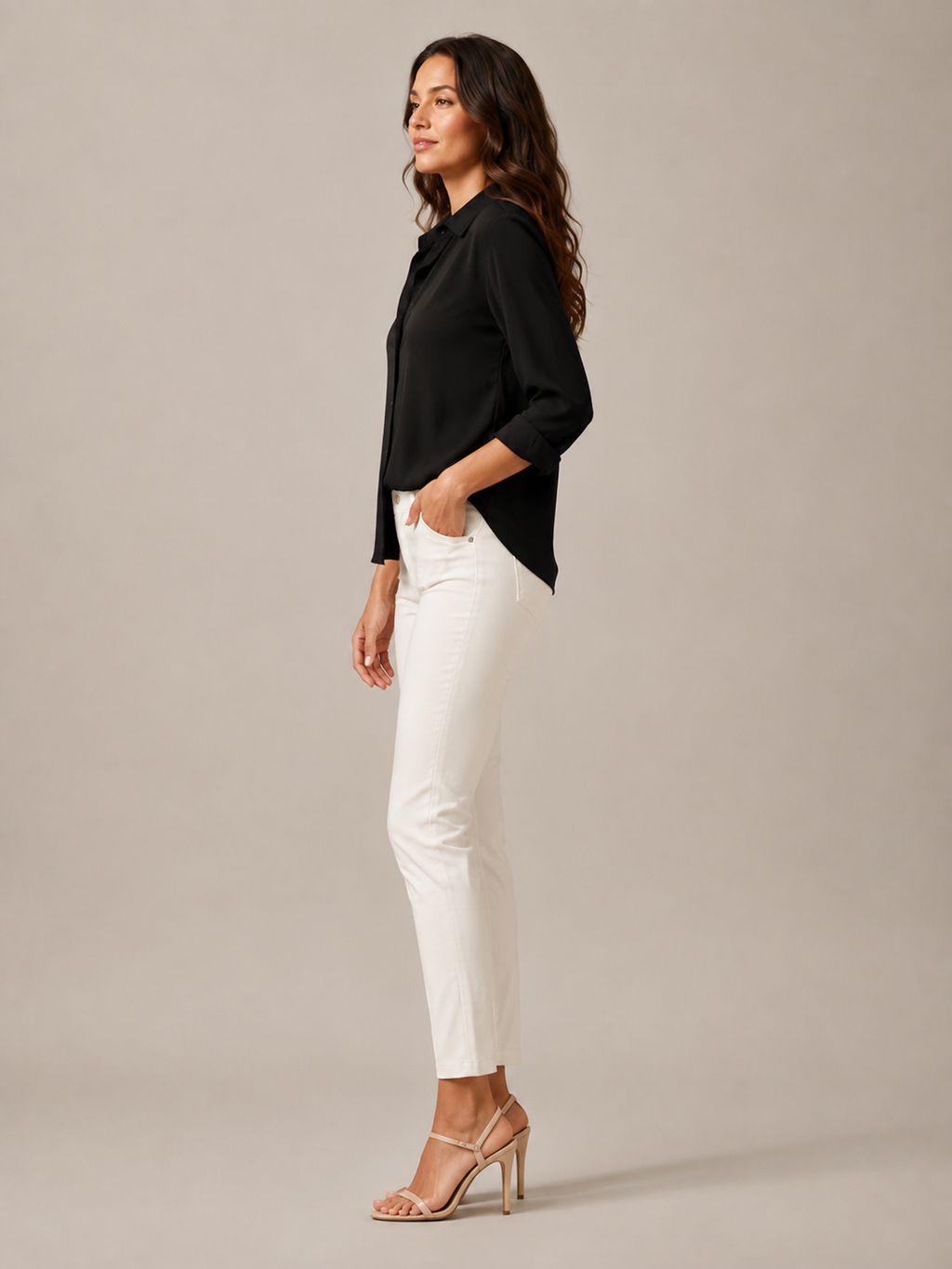 Natasja - Blouse met V-hals en Lange Mouwen