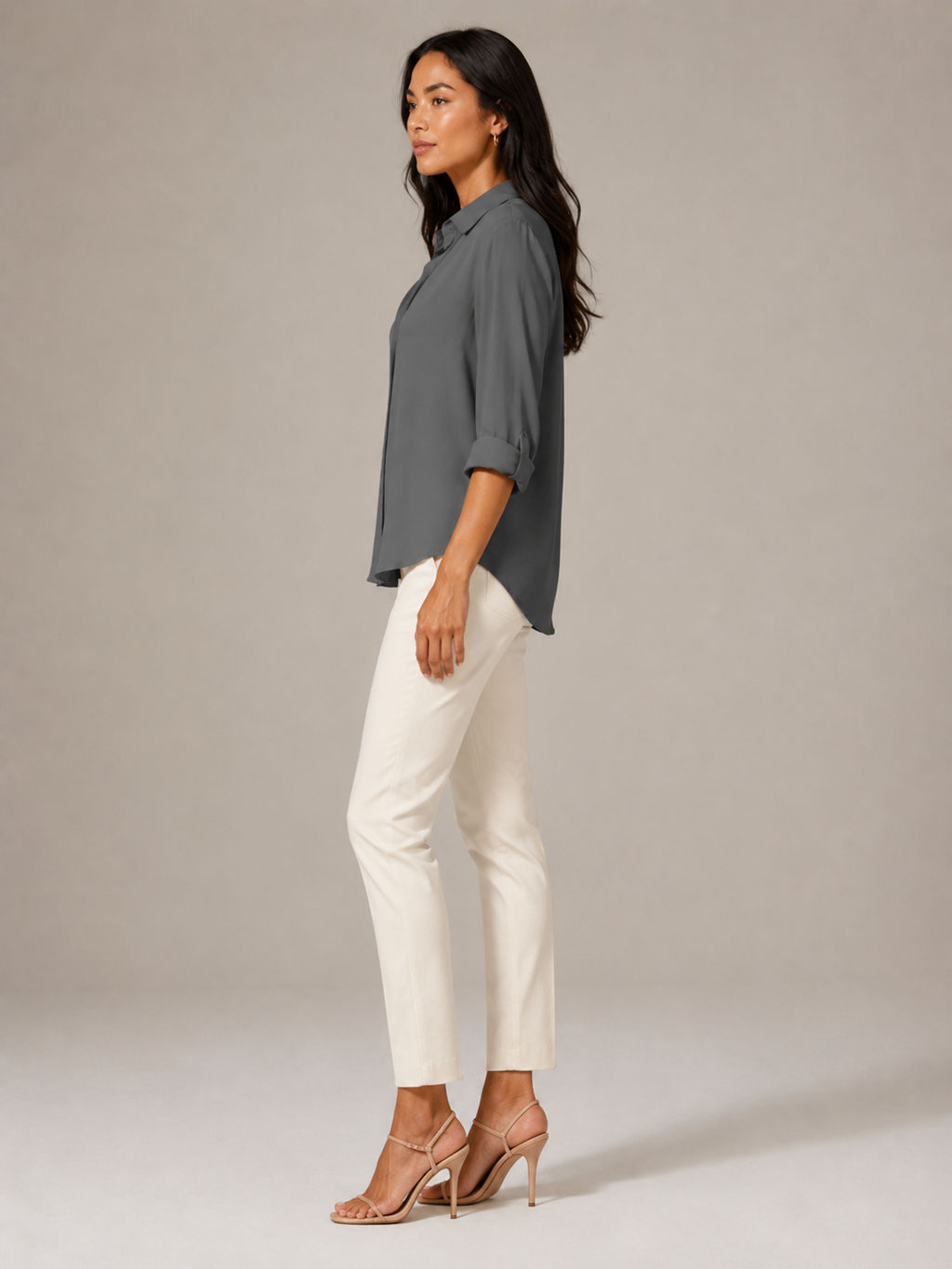 Natasja - Blouse met V-hals en Lange Mouwen