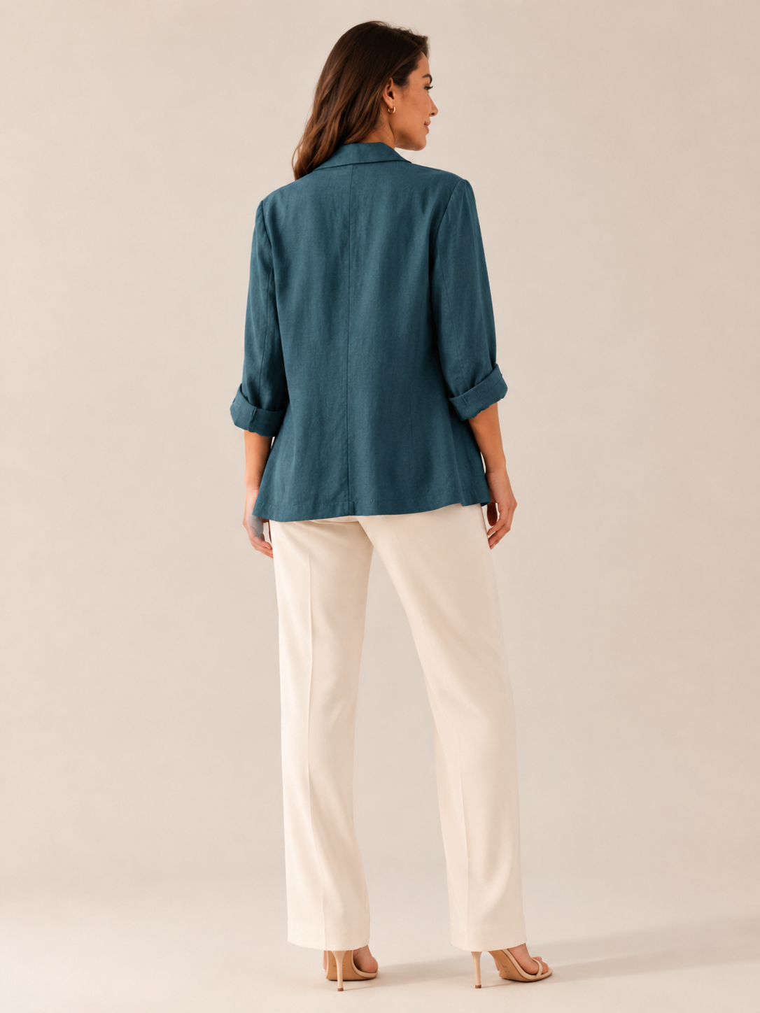 Nicole - Linnen Blazer met Subtiele Plooien