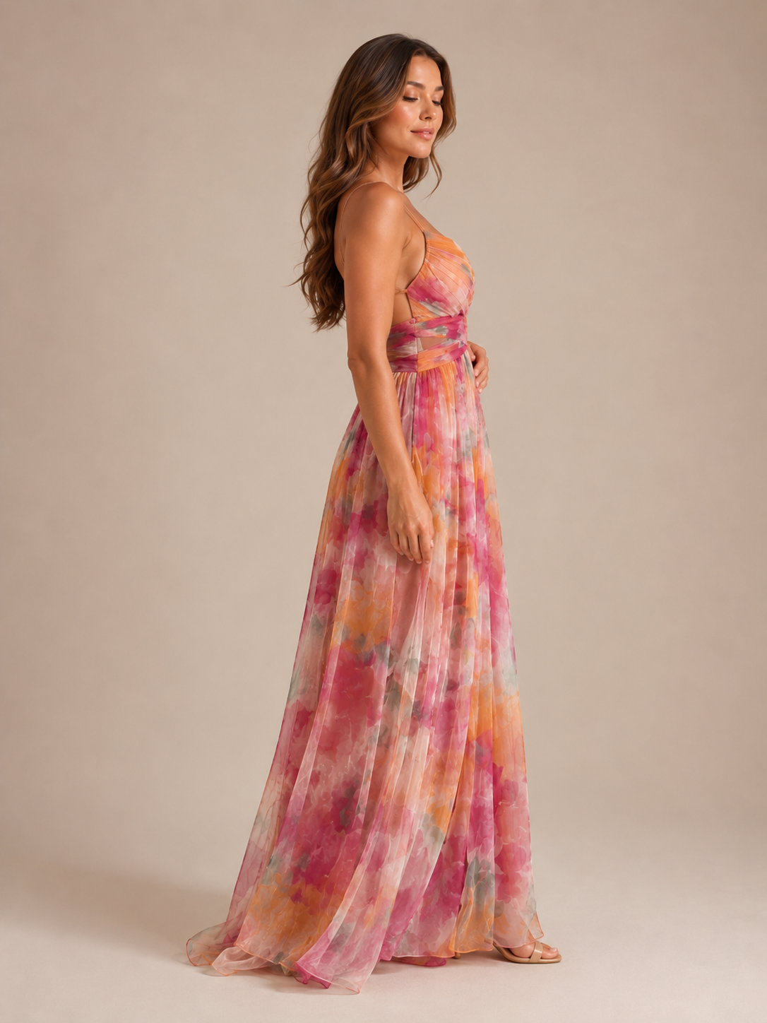 Nele - Maxi-jurk met Bloemenprint en Verstelbare Rugsluiting