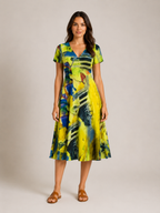 Nanda - Midi-jurk met Abstracte Print en V-hals