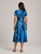 Nanda - Midi-jurk met Abstracte Print en V-hals