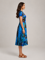 Nanda - Midi-jurk met Abstracte Print en V-hals