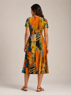 Nanda - Midi-jurk met Abstracte Print en V-hals