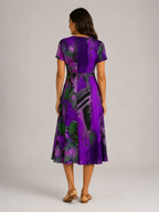 Nanda - Midi-jurk met Abstracte Print en V-hals