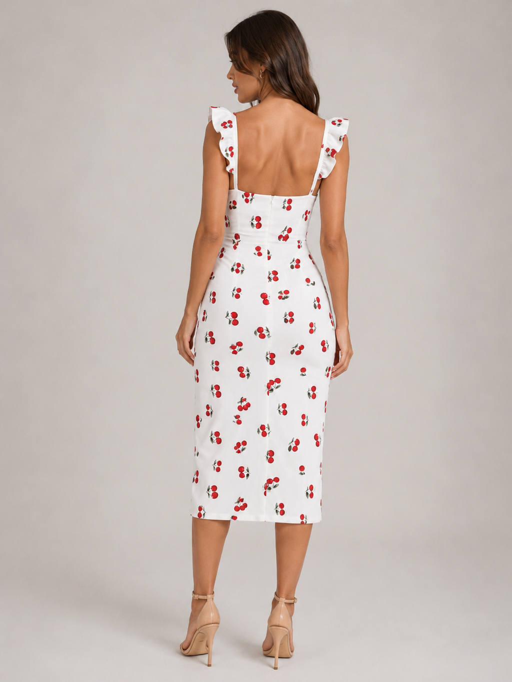 Nine - Midi-jurk met Bloemenprint en Zijsplit
