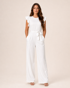 Hélisse - Dames Jumpsuit Met Wijde Pijpen En Vlindermouwen