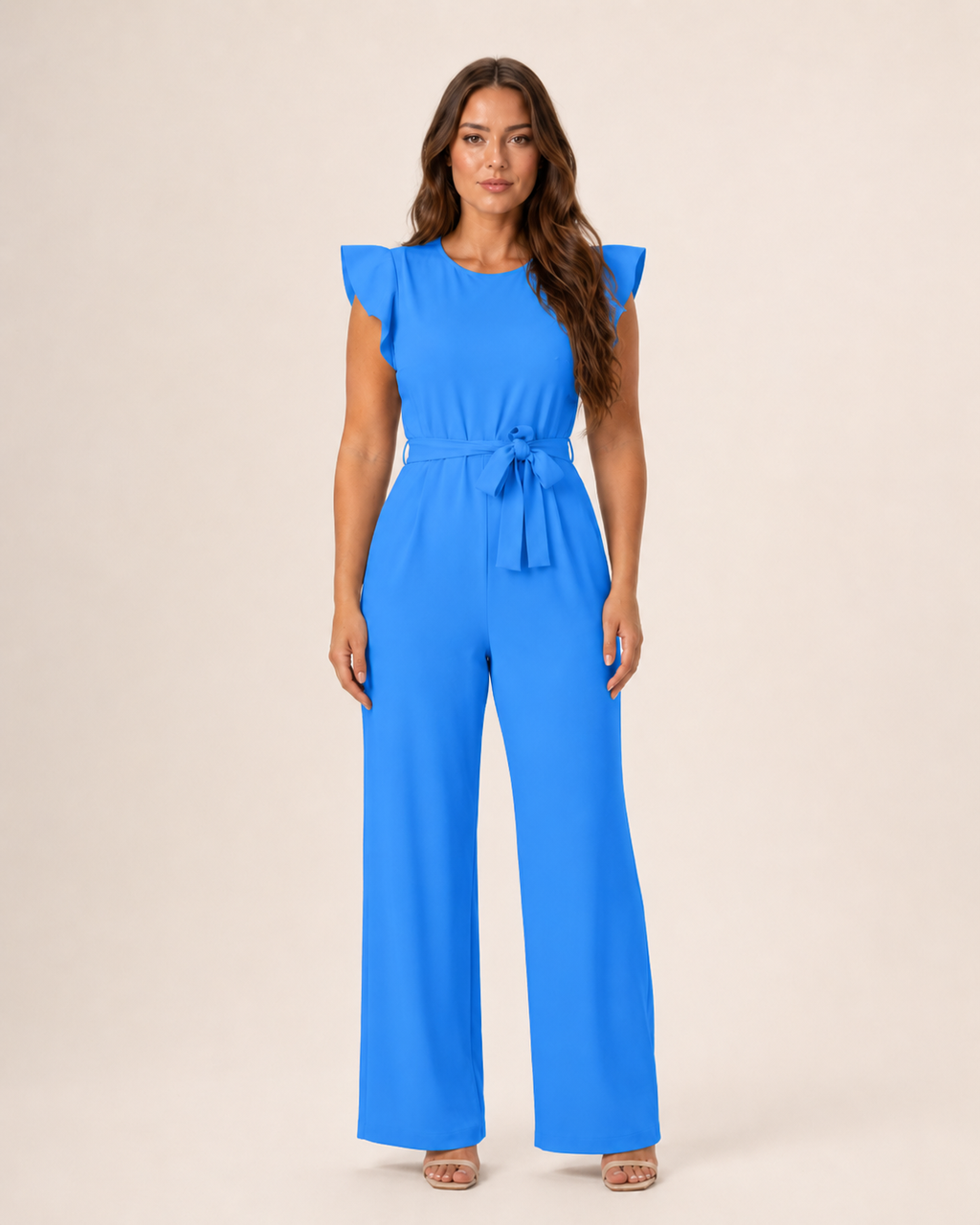 Hélisse - Dames Jumpsuit Met Wijde Pijpen En Vlindermouwen