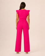 Hélisse - Dames Jumpsuit Met Wijde Pijpen En Vlindermouwen