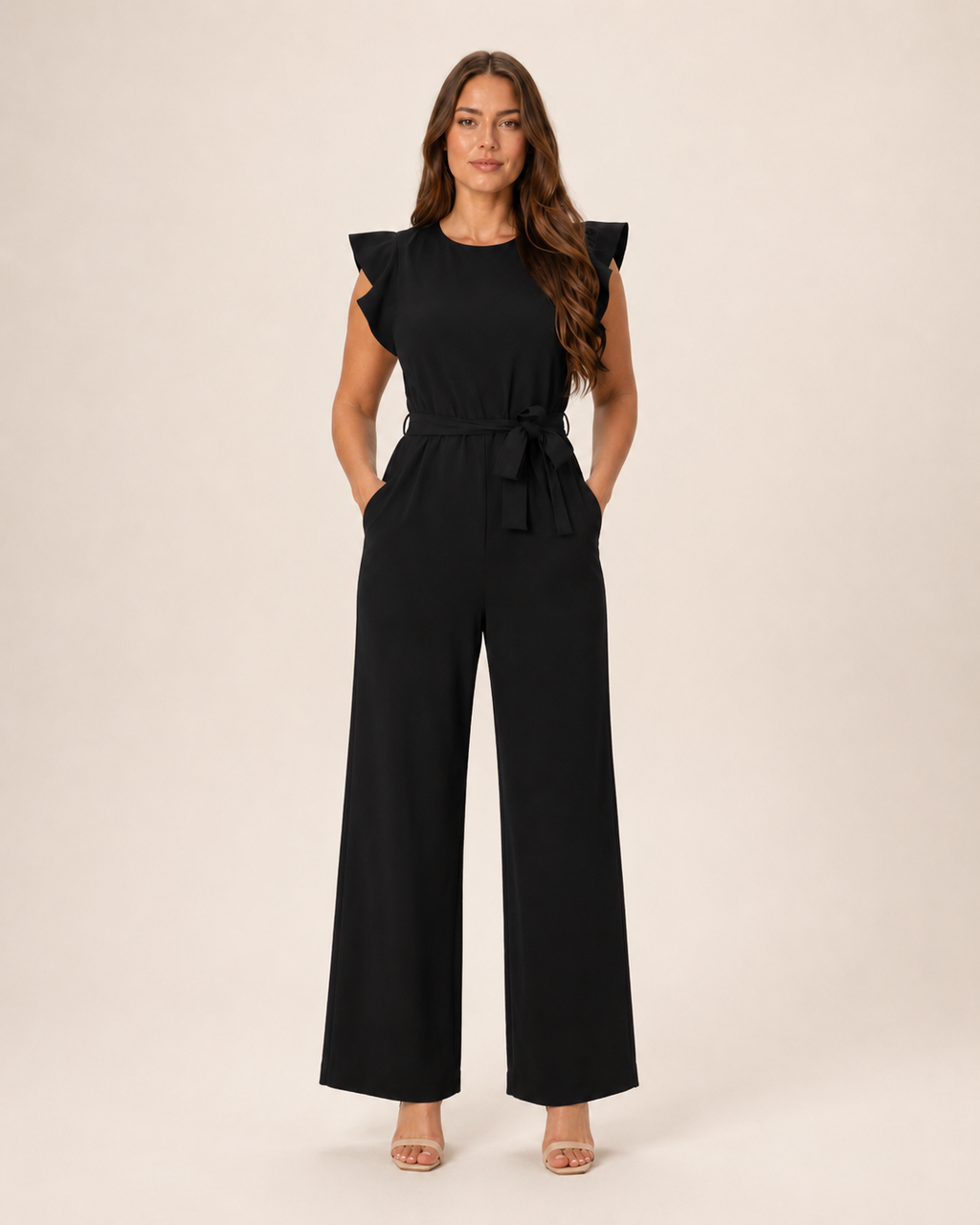 Hélisse - Dames Jumpsuit Met Wijde Pijpen En Vlindermouwen