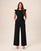 Hélisse - Dames Jumpsuit Met Wijde Pijpen En Vlindermouwen