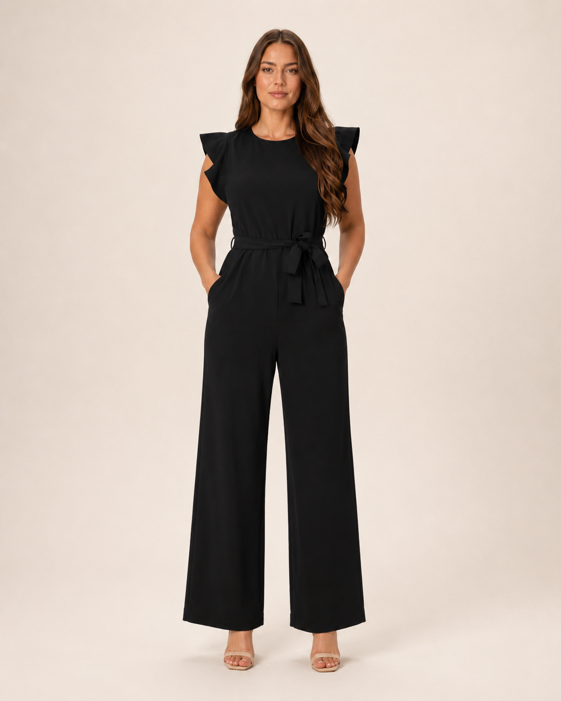 Hélisse - Dames Jumpsuit Met Wijde Pijpen En Vlindermouwen