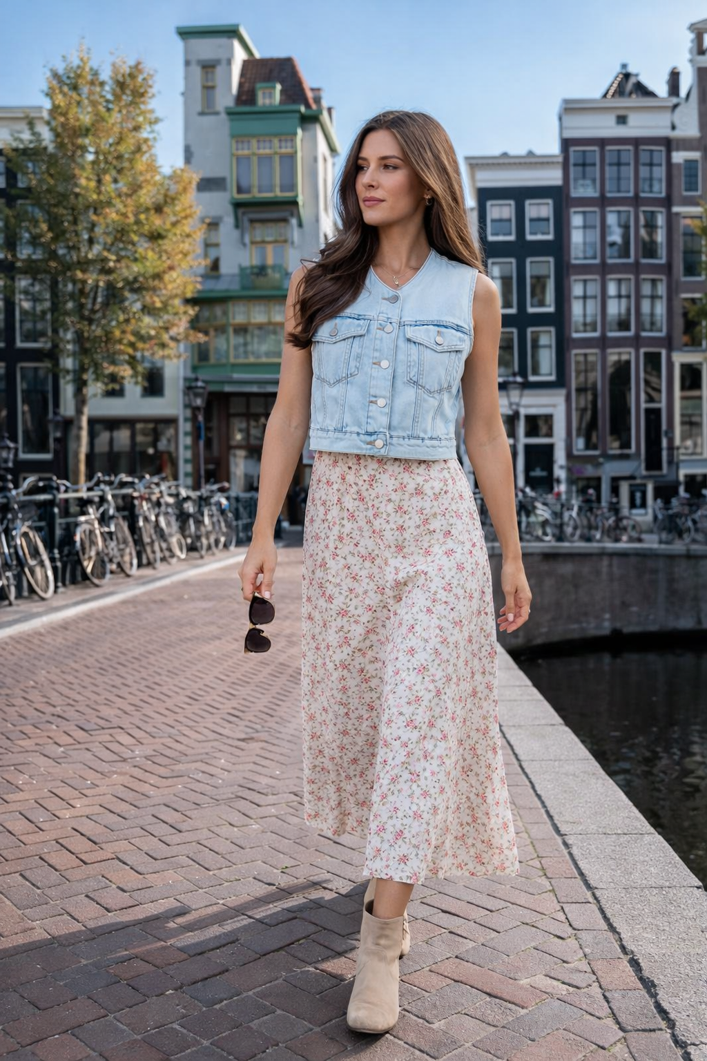 Digna – Lichtgewassen Dames Spijkergilet Met Knoopsluiting