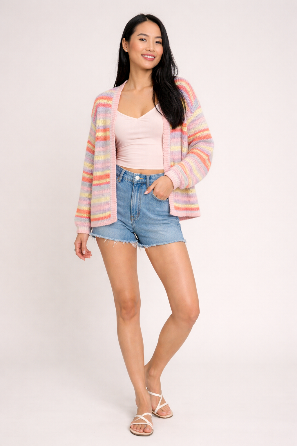 Deborah – Meerkleurige Dames Vest Met Streeppatroon