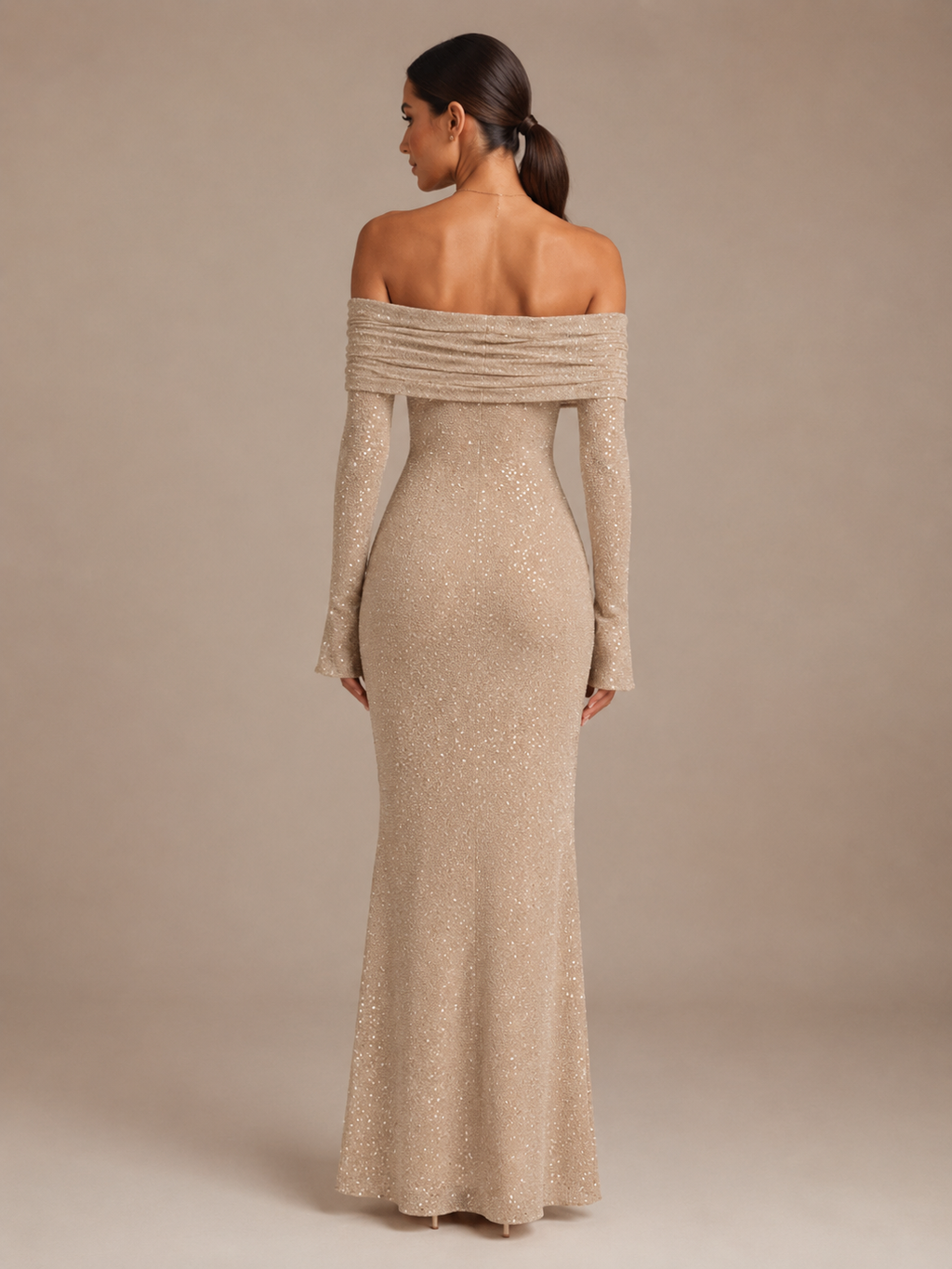 Marilou - Maxi-jurk Met Hoge Taille En Klokmouwen