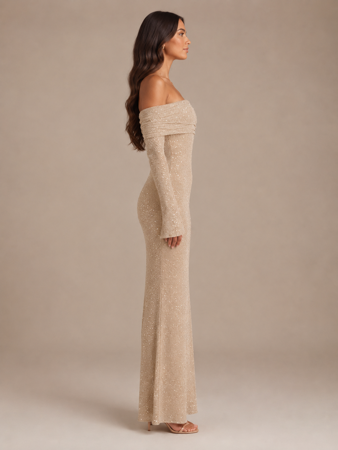 Marilou - Maxi-jurk Met Hoge Taille En Klokmouwen