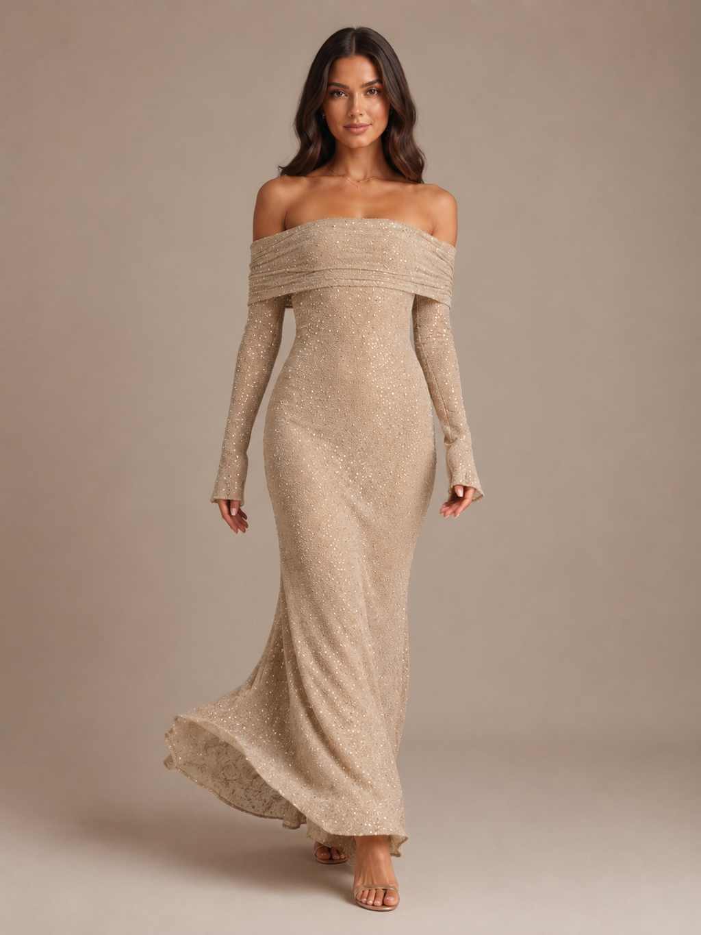 Marilou - Maxi-jurk Met Hoge Taille En Klokmouwen
