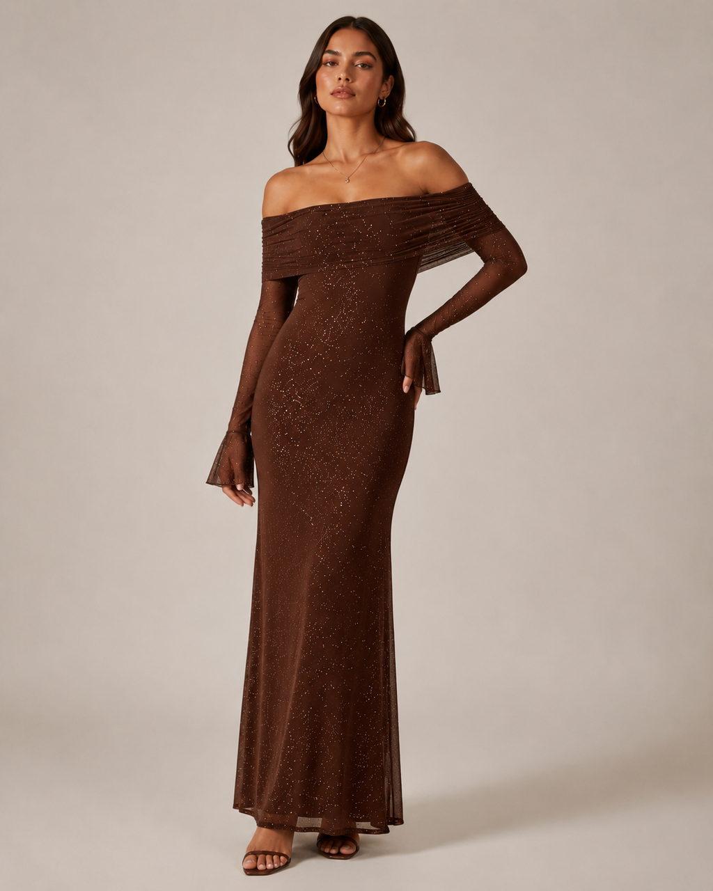 Marilou - Maxi-jurk Met Hoge Taille En Klokmouwen