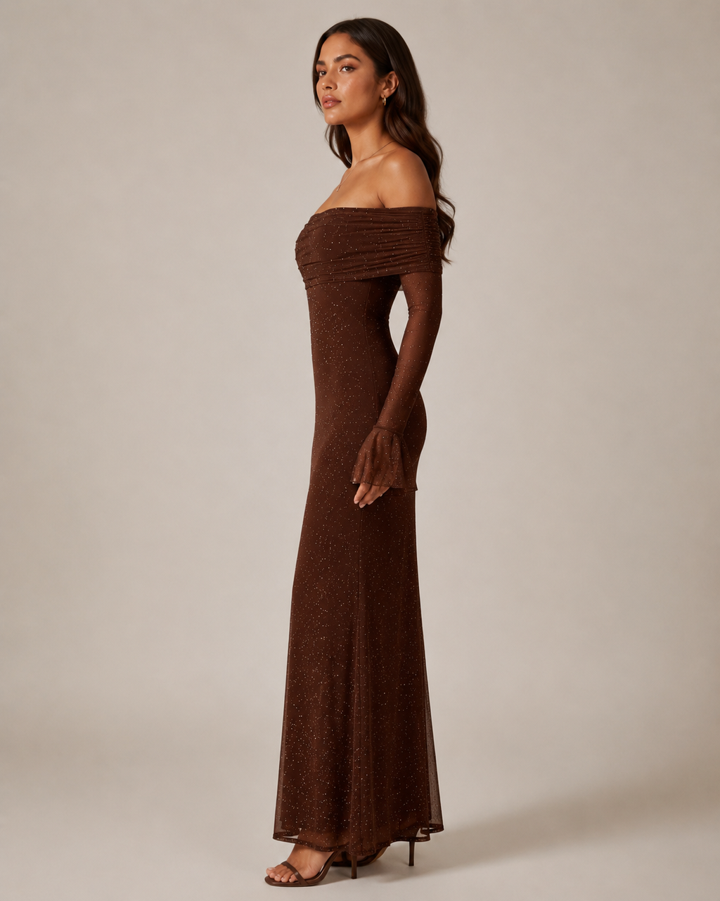 Marilou - Maxi-jurk Met Hoge Taille En Klokmouwen