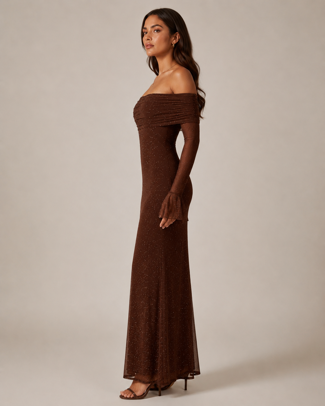 Marilou - Maxi-jurk Met Hoge Taille En Klokmouwen