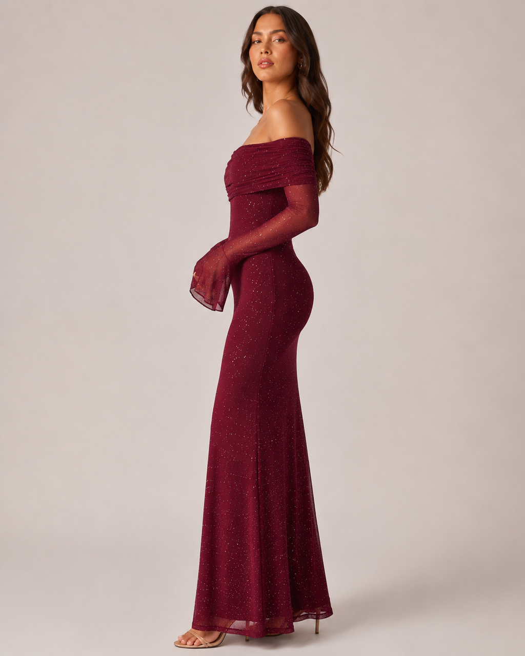 Marilou - Maxi-jurk Met Hoge Taille En Klokmouwen