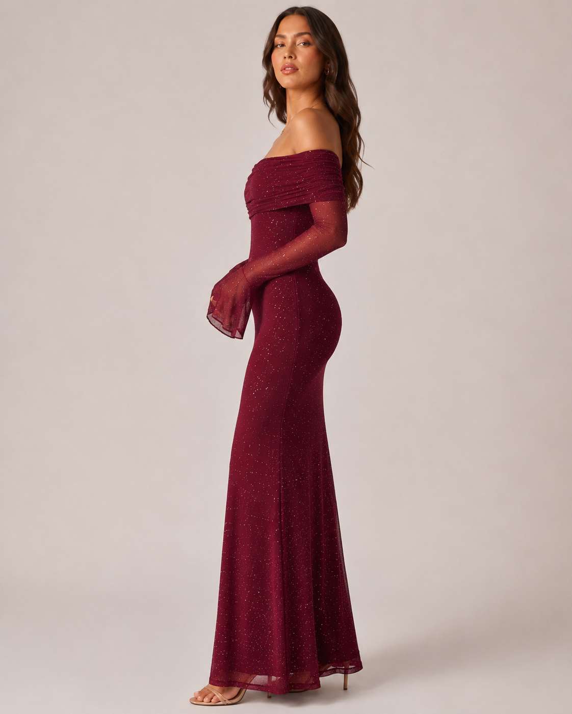 Marilou - Maxi-jurk Met Hoge Taille En Klokmouwen