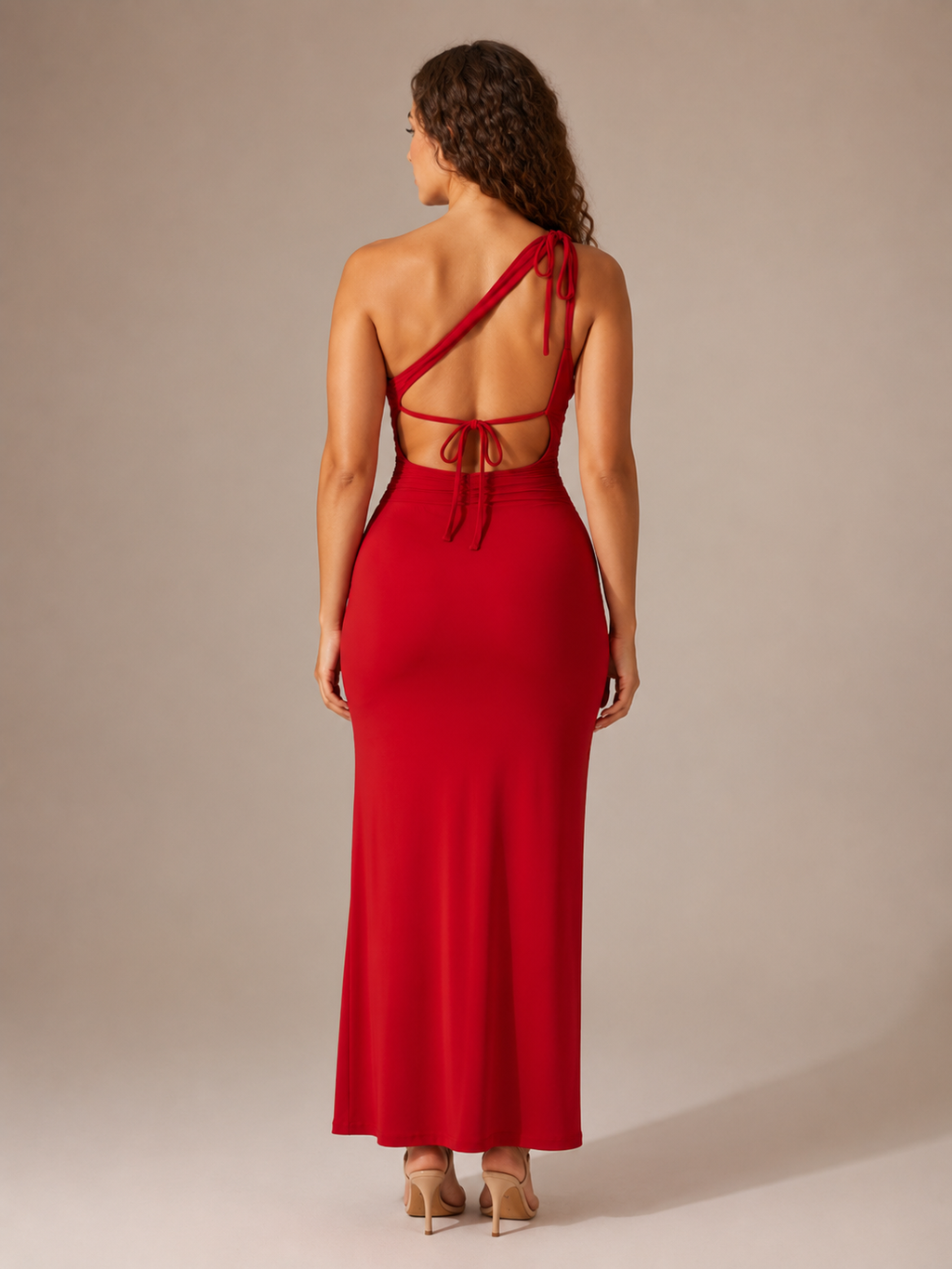 Laila - Lange Avondjurk Met One-Shoulder Halslijn En Hoge Split