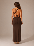 Laila - Lange Avondjurk Met One-Shoulder Halslijn En Hoge Split