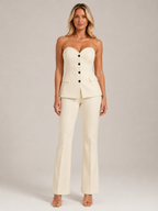 Nicolette - Tweedelige Set met Effen Top en Wijde Broek