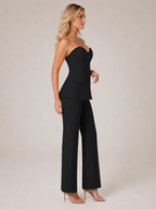 Nicolette - Tweedelige Set met Effen Top en Wijde Broek