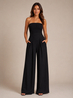 Nien - Strapless Jumpsuit met Vloeiende Pijpen