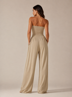 Nien - Strapless Jumpsuit met Vloeiende Pijpen