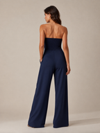 Nien - Strapless Jumpsuit met Vloeiende Pijpen
