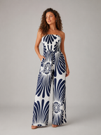Nicolien - Strapless Maxi-jurk met Print en Gerimpeld Lijfje