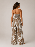 Nicolien - Strapless Maxi-jurk met Print en Gerimpeld Lijfje