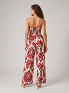 Nicolien - Strapless Maxi-jurk met Print en Gerimpeld Lijfje