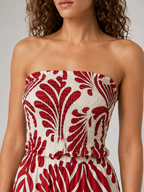 Nicolien - Strapless Maxi-jurk met Print en Gerimpeld Lijfje