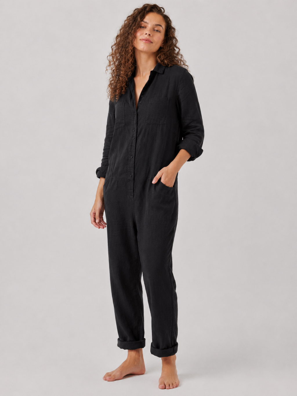 Nieke - Jumpsuit met Lange Mouwen en Vloeiende Pasvorm