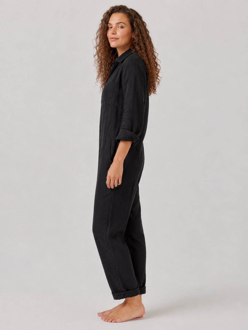 Nieke - Jumpsuit met Lange Mouwen en Vloeiende Pasvorm