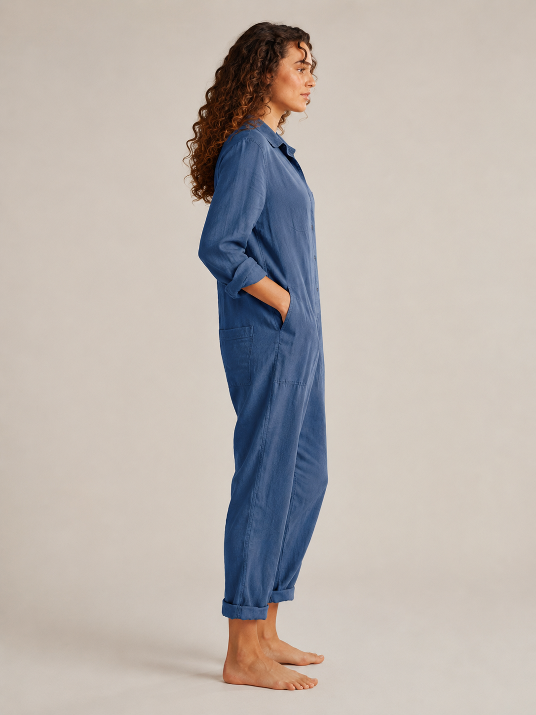 Nieke - Jumpsuit met Lange Mouwen en Vloeiende Pasvorm