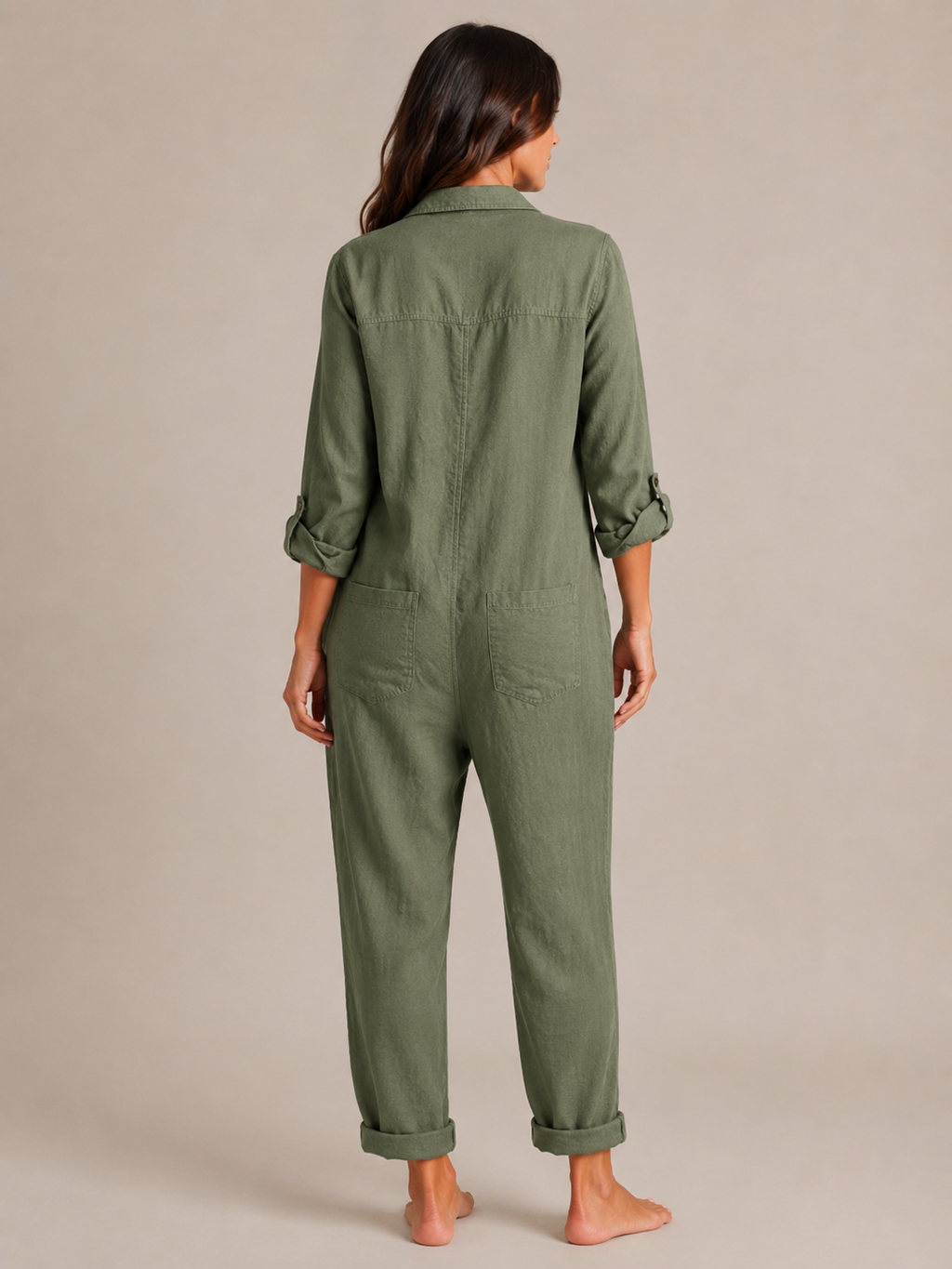 Nieke - Jumpsuit met Lange Mouwen en Vloeiende Pasvorm