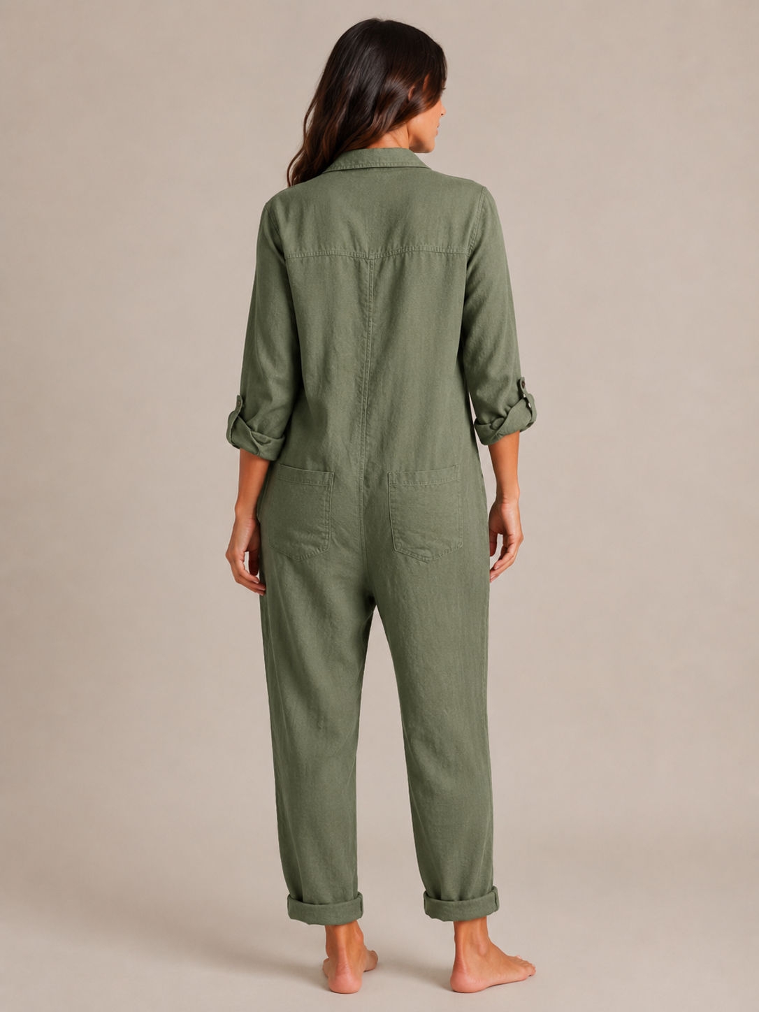 Nieke - Jumpsuit met Lange Mouwen en Vloeiende Pasvorm