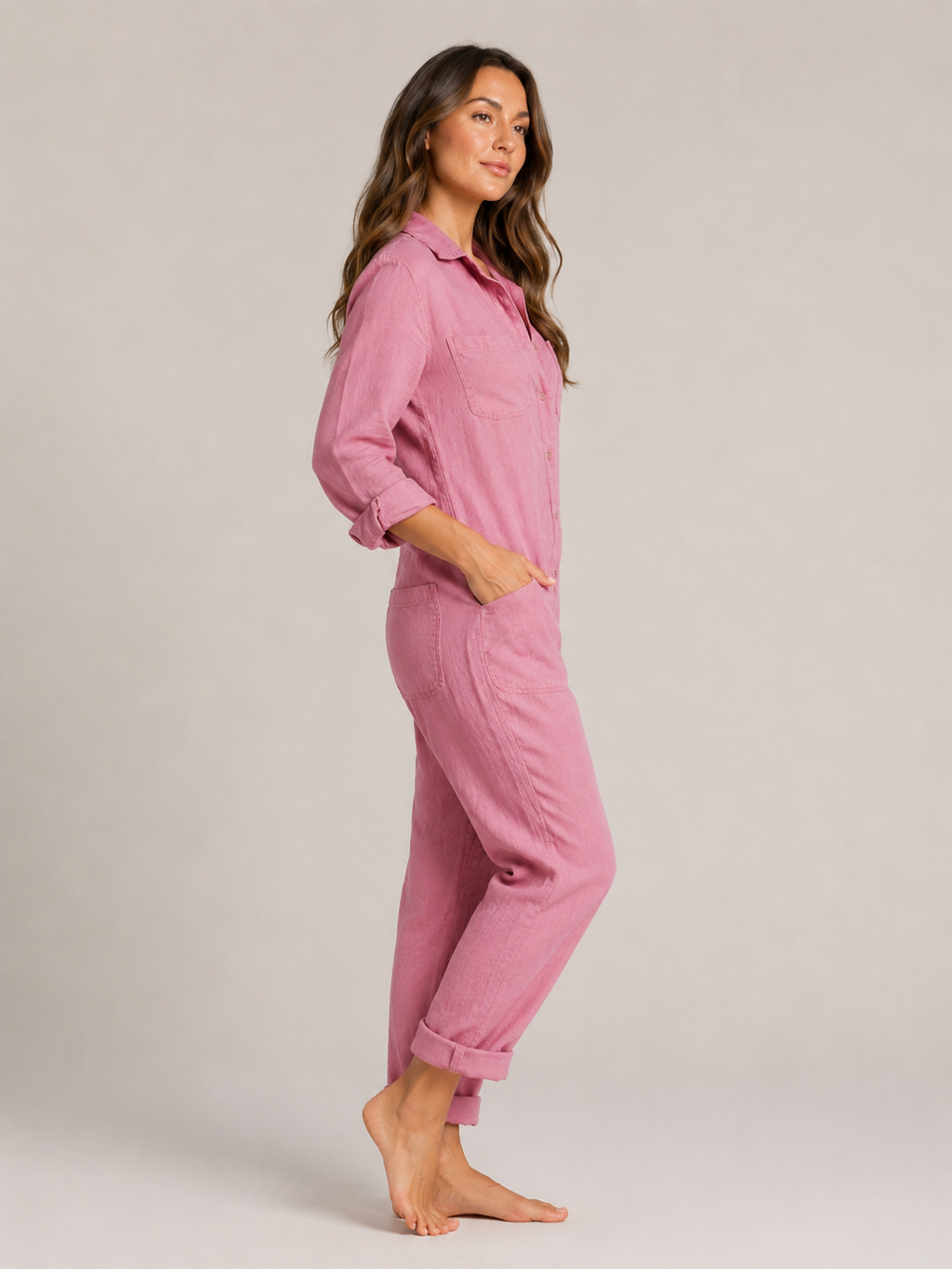 Nieke - Jumpsuit met Lange Mouwen en Vloeiende Pasvorm