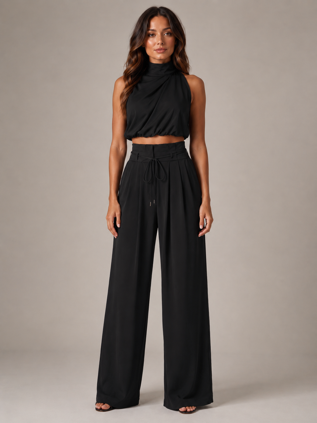 Niene - Tweedelige Set met Haltertop en Wijde Broek