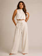 Niene - Tweedelige set met haltertop en wijde broek