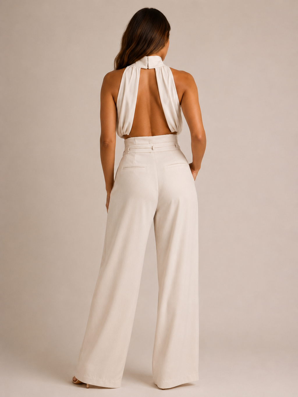Niene - Tweedelige Set met Haltertop en Wijde Broek