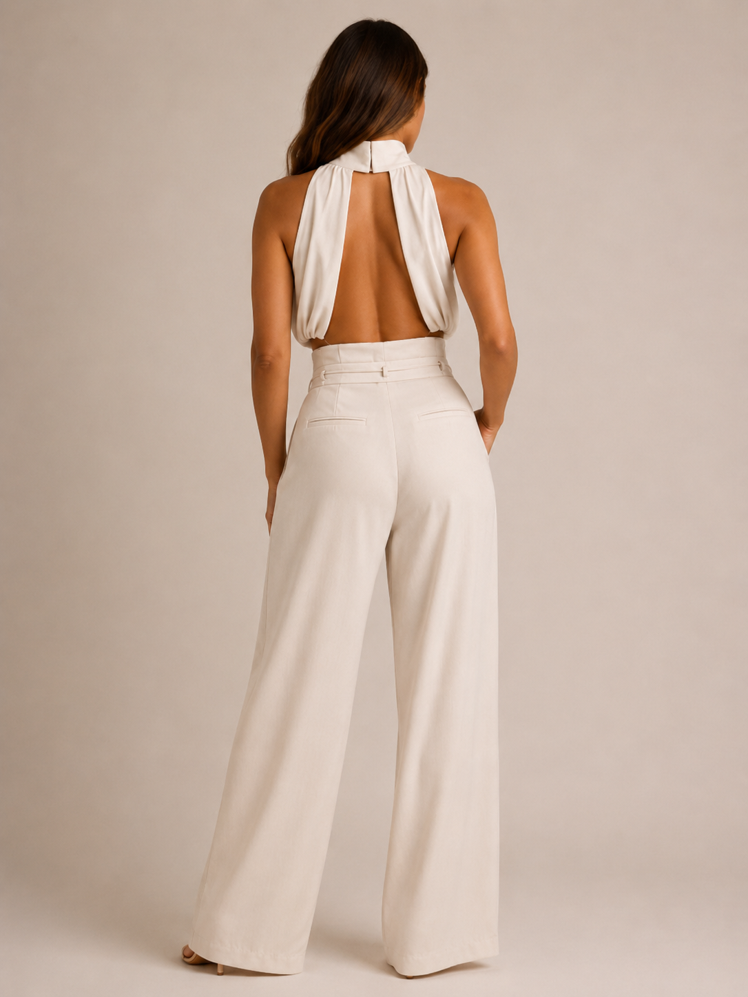 Niene - Tweedelige Set met Haltertop en Wijde Broek
