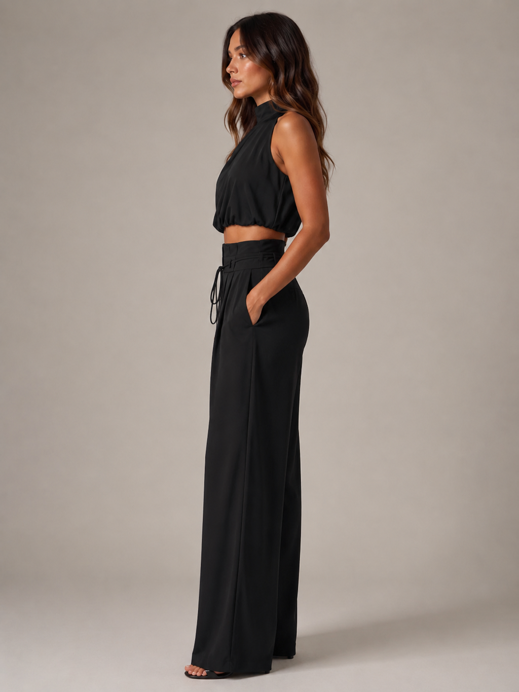 Niene - Tweedelige Set met Haltertop en Wijde Broek