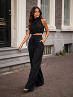 Niene - Tweedelige Set met Haltertop en Wijde Broek